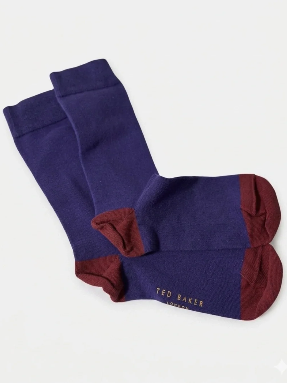 Ted Baker Men’s Dress Socks Blue Burgundy Colorblock Crew Cotton Blend OS